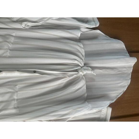 Maeve Anthropologie Sandbridge Striped Tie Front Button Down Tunic Blouse Medium - Picture 6 of 13